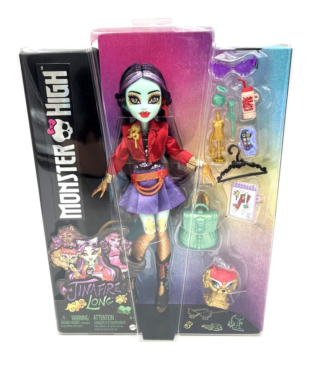 Monster High Jinafire Long Doll, Dragon with Pet Dog Cloudy “Yun Yun”  NWT